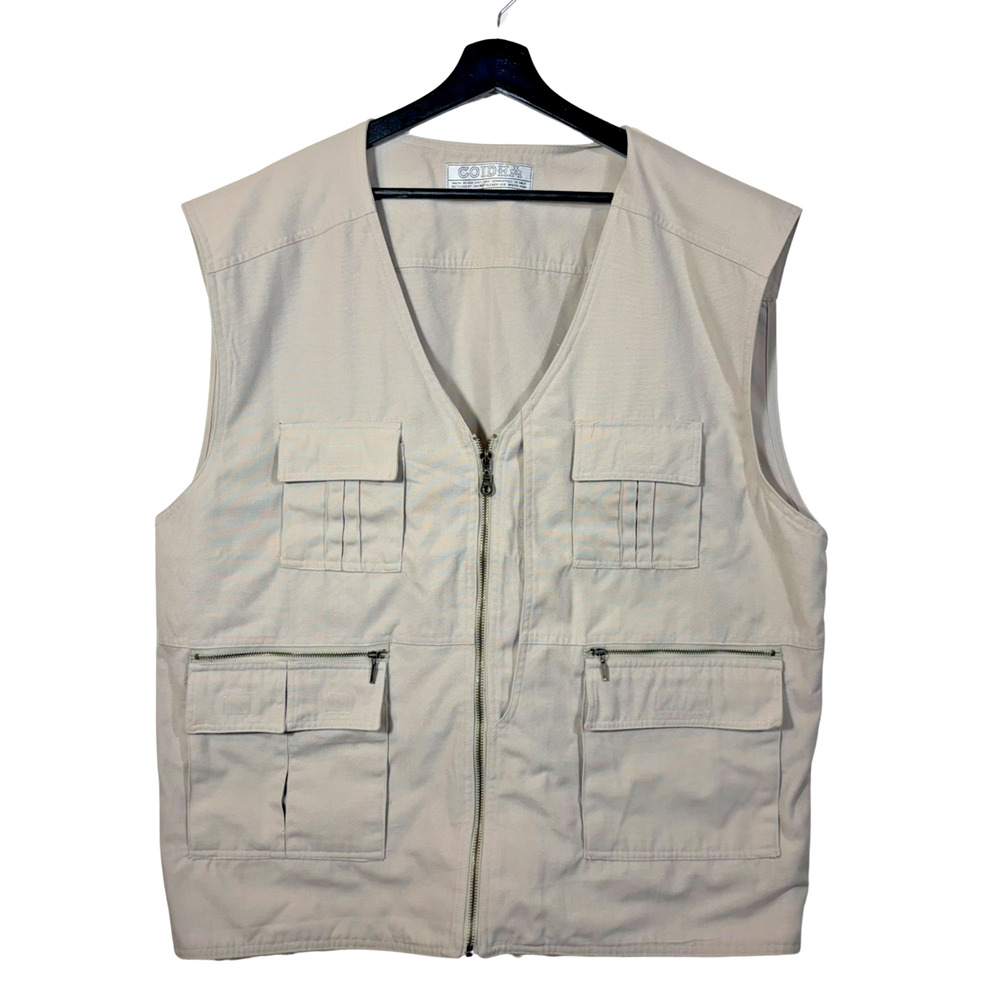 Vest Outdoor Leisure Utility Hunting Safari Pockets XXL Beige Coidha Mens Vtg